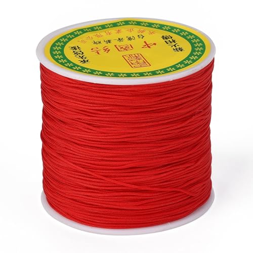 EEE ELECRELIVE 100 Yards 0.8mm Braided Nylon Thread Chinese Knotting Cord Red Bracelet String Macrame Cord Rope for Necklace Bracelet Jewelry Craft Making - Image 1