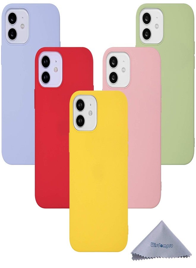 Wisdompro Case Bundle: 5 Extra Slim Soft TPU Gel Cases for iPhone 12 Pro & iPhone 12 (6.1 Inch) - Green, Light Blue, Pink, Yellow, Red - Image 1