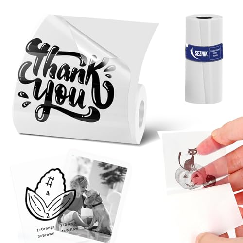 Seznik Transparent Sticky Thermal Paper Rolls, 57mm Width, 2 inch Thermal Paper for Mini Thermal Printer (Transparent-Sticky- 1 Rolls) - Image 1