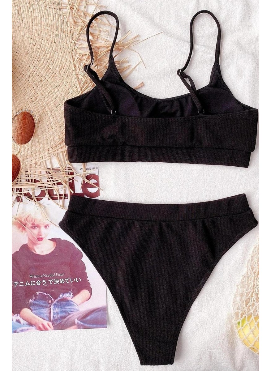 Angelsin High Waist Twill Tankini Bikini Set  - Image 2