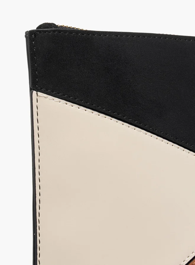 ELLE Colourblock Clutch with Wrist Strap and Zip Closure