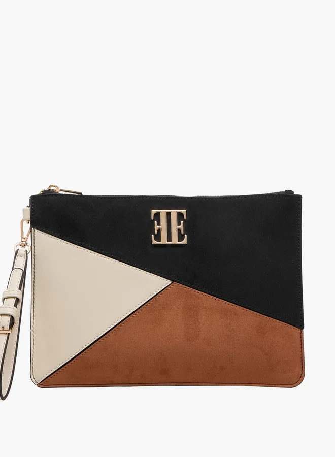 ايل Colourblock Clutch with Wrist Strap and Zip Closure