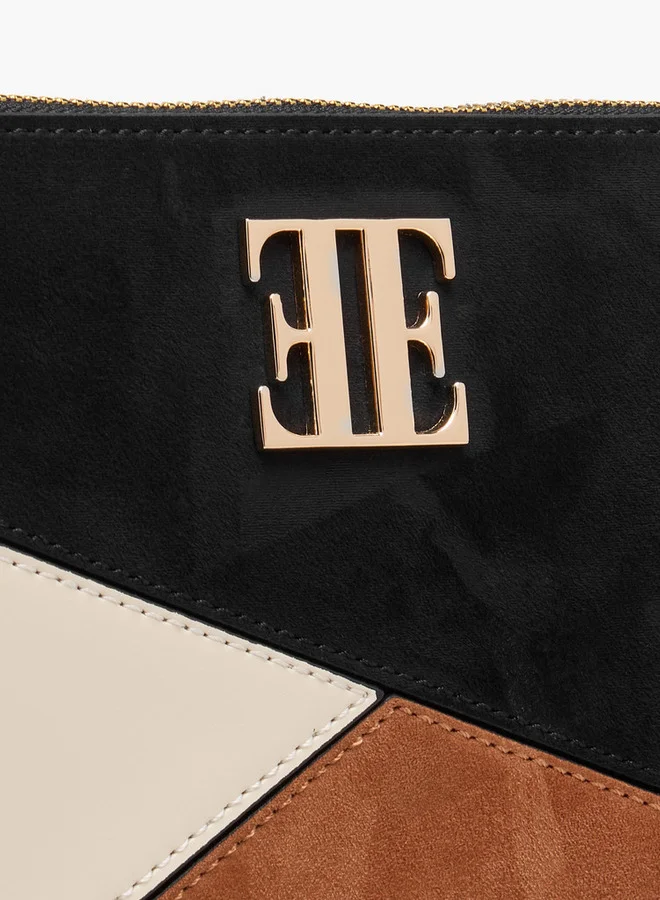 ELLE Colourblock Clutch with Wrist Strap and Zip Closure