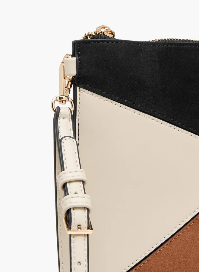 ELLE Colourblock Clutch with Wrist Strap and Zip Closure