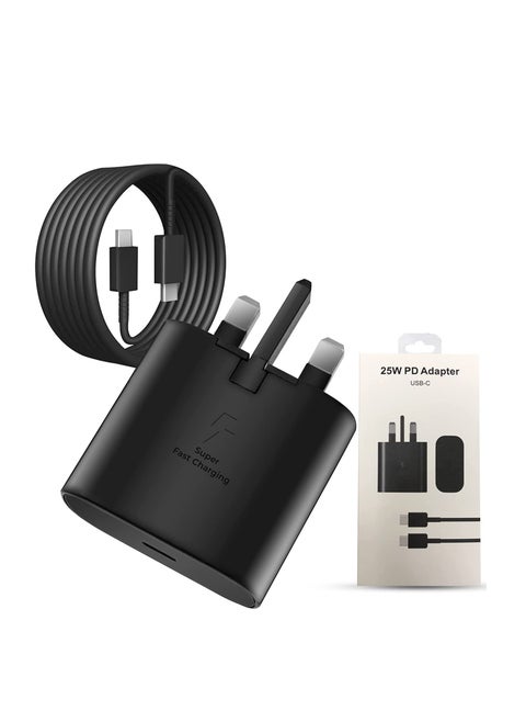 شاحن USB C بقوة 25 وات لهاتف سامسونج، قابس شحن سريع من النوع C لهاتف Galaxy S24/S23/ S22 Ultra S22+/ S21 S20 S10 S9، Note 20/10/ 9، iPad Pro، iPad Air 6 4، Mini 6، Google Pixel 8/7 /6، كابل USB C إلى C بطول 1 متر