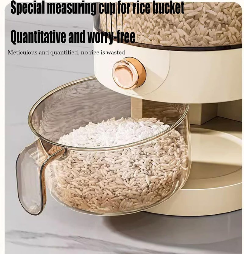 Peaoop 22LBS Rice Dispenser, Large Grain Container Storage with Lid Measuring Cylinder Household Cereal Dispenser Bucket for Kitchen Soybean Corn (22lb) - Image 3