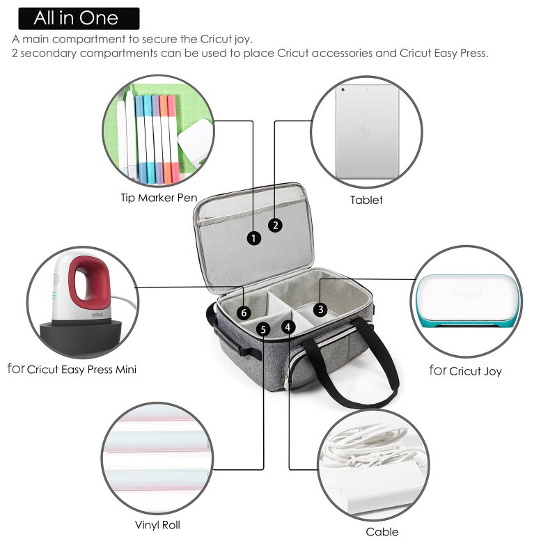VIGEGARI Carrying Case Compatible with Cricut Joy, Easy Press Mini, Carrying Bag with Pockets for Cri cut Accessories, Cri cut Case - Image 2