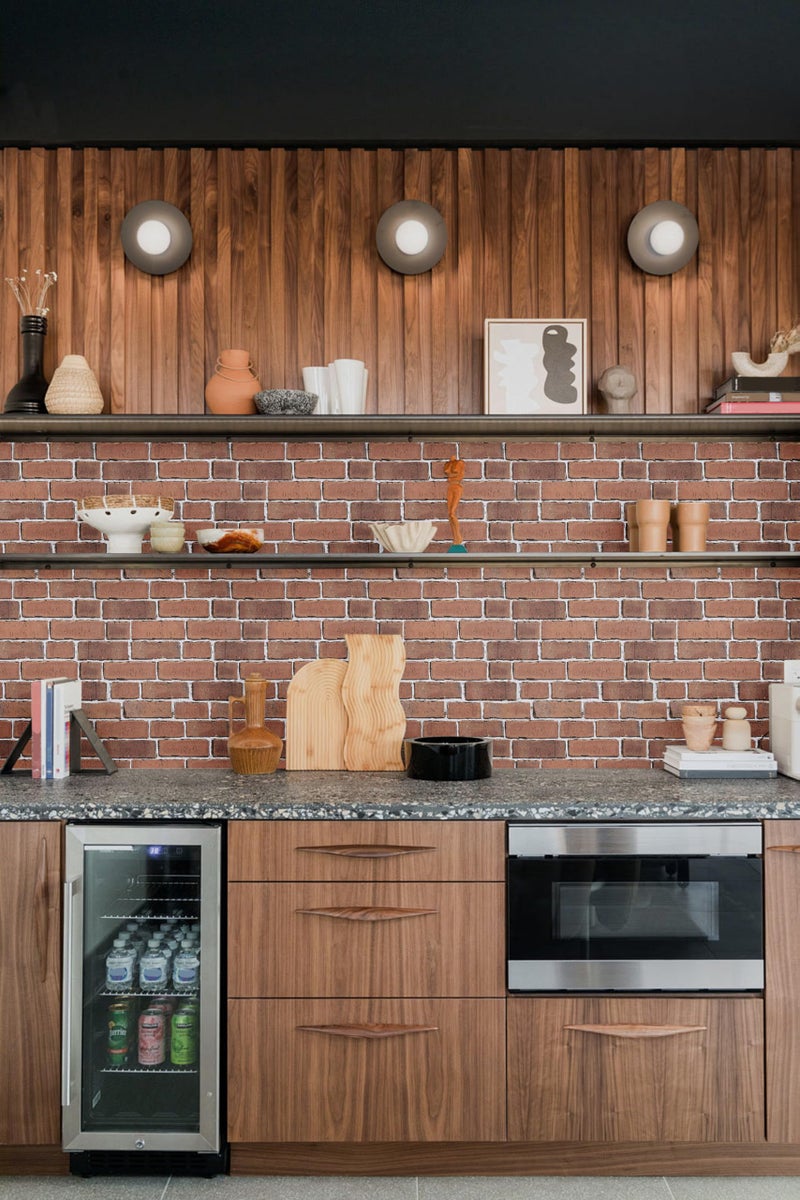 TANONE Red Brick Wallpaper Peel and Stick Brick Self-Adhesive Stone Wallpaper 3D Faux Brick Wall Backdrop 17.5" X 118.1" Vintage Removable Wall Paper for Fireplace Kitchen - Image 3