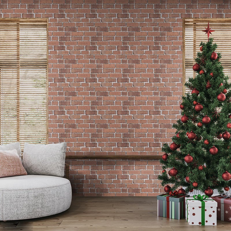 TANONE Red Brick Wallpaper Peel and Stick Brick Self-Adhesive Stone Wallpaper 3D Faux Brick Wall Backdrop 17.5" X 118.1" Vintage Removable Wall Paper for Fireplace Kitchen - Image 4