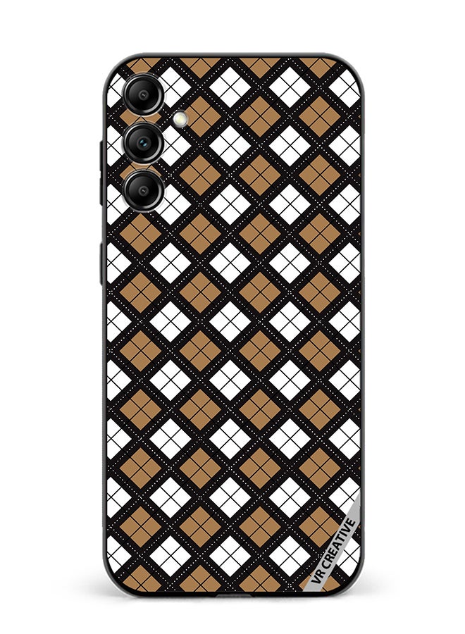 VR CREATIVE Protective Case Cover For Samsung Galaxy A55 Black White Brown Checkered Pattern Design Multicolour - Image 1