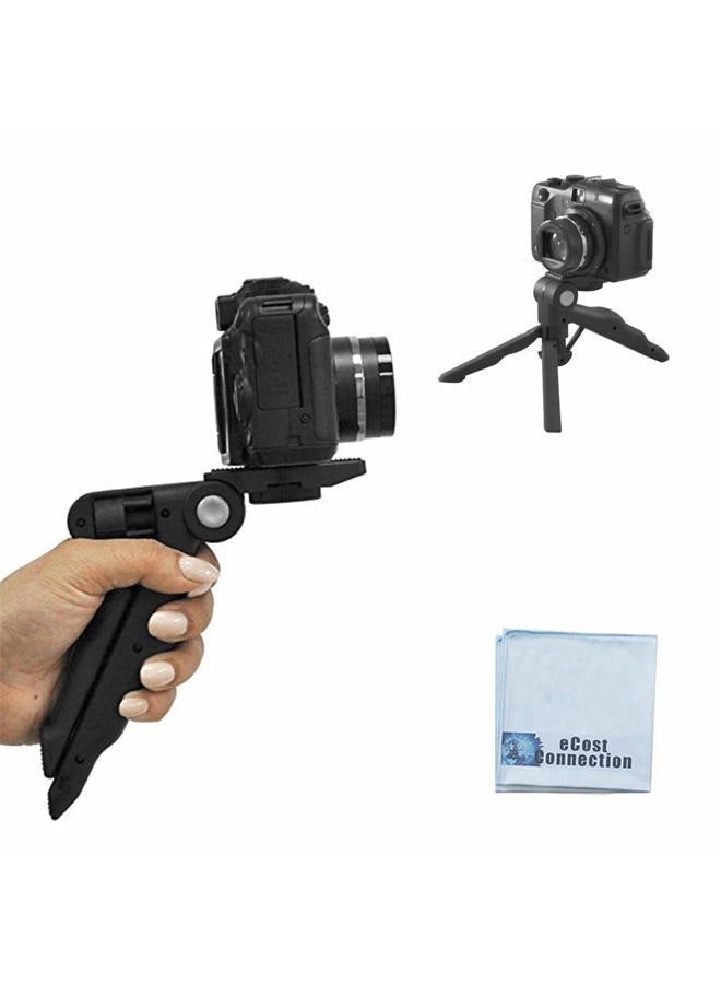 eCostConnection 6.5" inch Adjustable Tabletop Steady-Shot/Hand Grip Tripod for DSLR Cameras & Camcorders + eCostConnection Microfiber Cloth  - Image 1