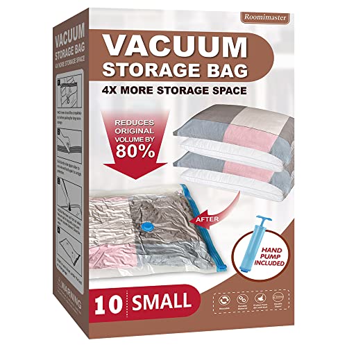 Roomimaster 10 Small Vacuum Storage Bags with Travel Hand Pump, Small Vacuum Seal Bags for Clothing, Space Saver Bags for Clothes - Image 1