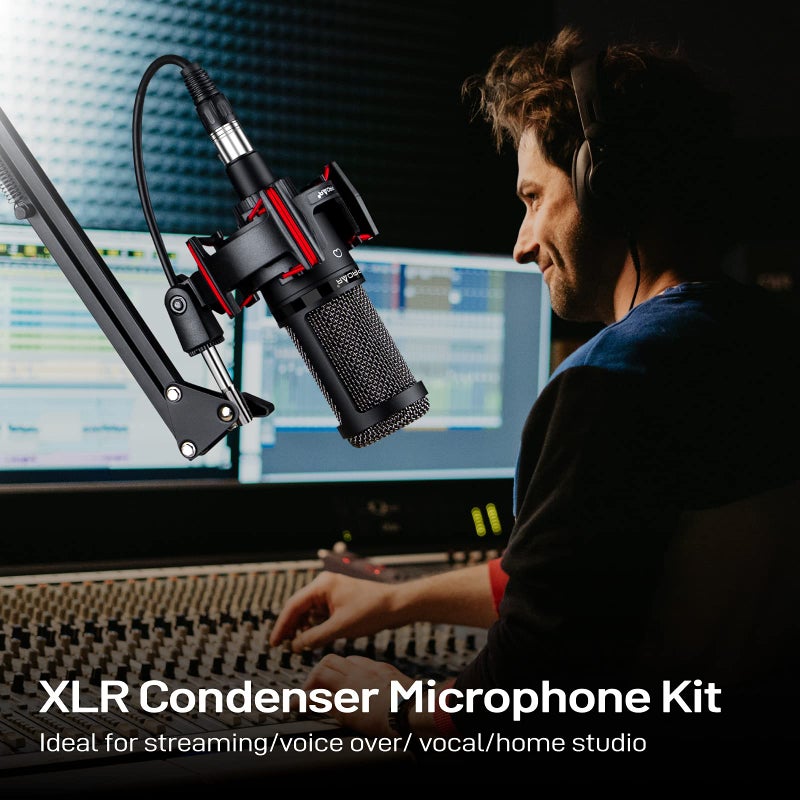 PROAR ميكروفون مكثف XLR، ميكروفون تسجيل استوديو احترافي لجهاز الكمبيوتر، مجموعة ميكروفون بودكاست كارديويد مع ذراع متحركة، ميكروفون للألعاب للبث، ASMR، الغناء، التعليق الصوتي، الصوت، يوتيوب، زوم - Image 2