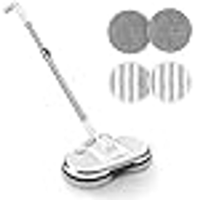 ELECTRIC MOP WS24 CORDLESS SPIN MOP FOR FLOOR CLEANING LIGHTWEIGHT RECHARGEABLE FLOOR CLEANER WITH WATER SPRAYER AND LED HEADLIGHT FOR HARDWOOD AND TILE FLOORS WHITE