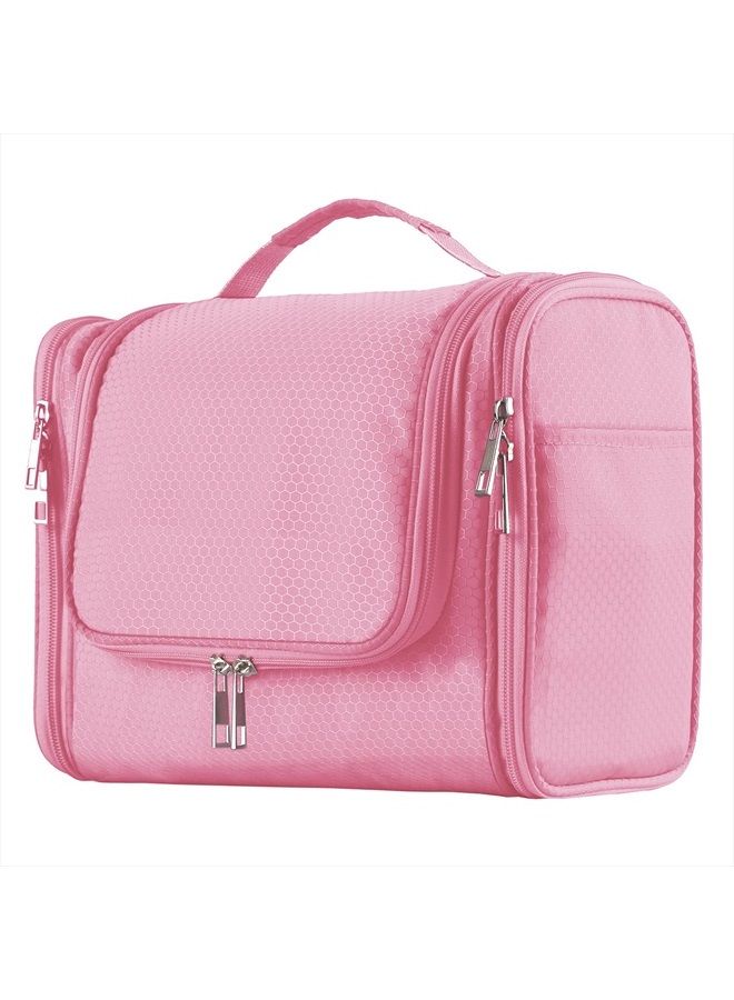 Buruis Extra Large Capacity Hanging Toiletry Bag for Men & Women, Portable Waterproof Bathroom Shower Bag, Lightweight Dopp kit Shaving Bag, Sturdy Metal Hook Organizer Makeup Bag (Baby Pink) - Image 1