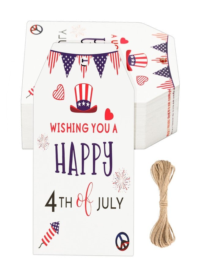 G2PLUS Happy 4th of July Tags, 50PCS Independence Day Tags, American Flag Paper Tag, Fourth of July Gift Tag with String for Gift Wrapping, Arts & Crafts, Independence Day Party Decoration - Image 1