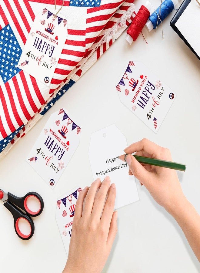G2PLUS Happy 4th of July Tags, 50PCS Independence Day Tags, American Flag Paper Tag, Fourth of July Gift Tag with String for Gift Wrapping, Arts & Crafts, Independence Day Party Decoration - Image 3