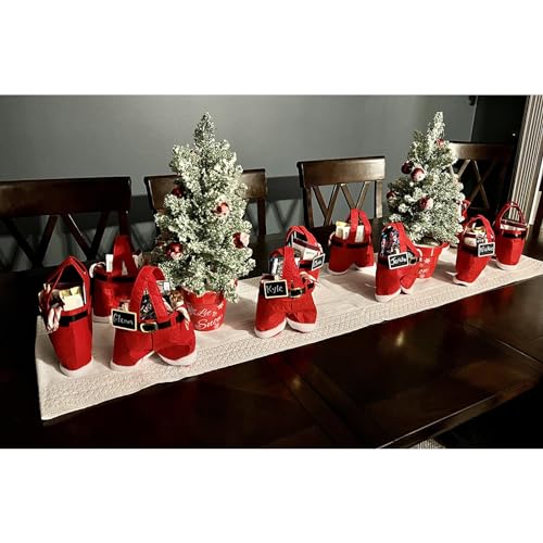 MSQ 10PCS Christmas Decorations Gift Bags Candy Bags Santa Pants Style Lovely Treat Bags Best for Wedding Holiday New Year Holiday Gift- Small Size(More Options) - Image 2