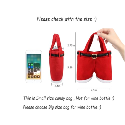 MSQ 10PCS Christmas Decorations Gift Bags Candy Bags Santa Pants Style Lovely Treat Bags Best for Wedding Holiday New Year Holiday Gift- Small Size(More Options) - Image 4