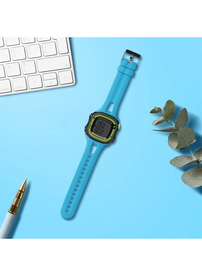kwmobile Strap Compatible with Garmin Forerunner 10/15 (L Size model) Strap - Replacement Silicone Watch Band - Blue Matte  - Image 2