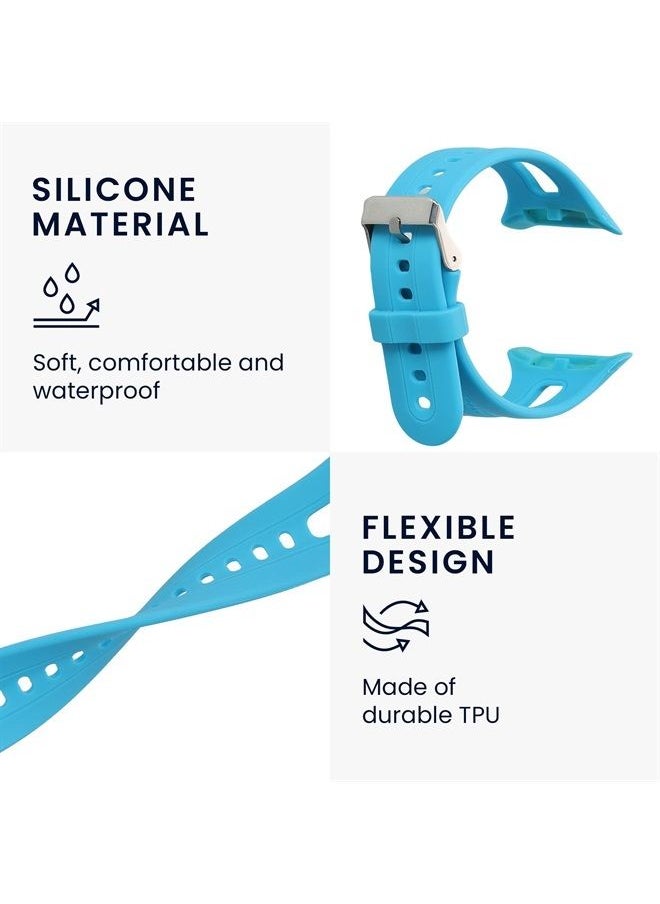 kwmobile Strap Compatible with Garmin Forerunner 10/15 (L Size model) Strap - Replacement Silicone Watch Band - Blue Matte  - Image 3