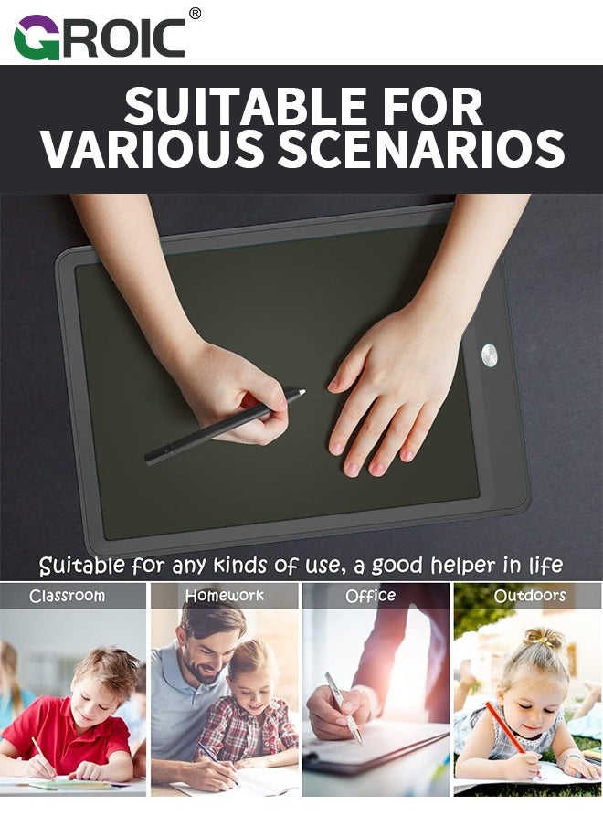 GROIC - Black LCD Writing Board, Portable Writing Tablet, Doodle Board Note Board with One-Key Erase and Portable Design for Kids, Students, Offices and Families - Image 1