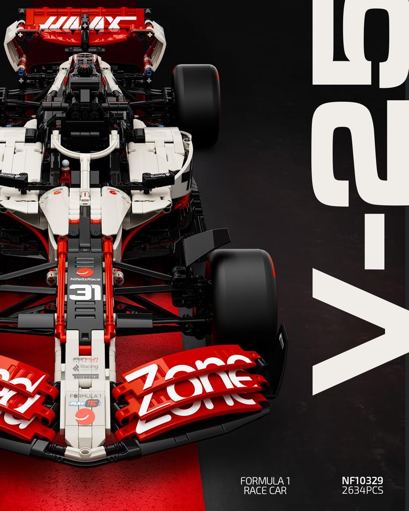 Nifeliz V25 F1 Racing Car Model Set, 1:8 Scale Car Building Set for Adults, Collectible and Display Gift for Racing Fans (2,634 PCS, NF10329) - Image 2