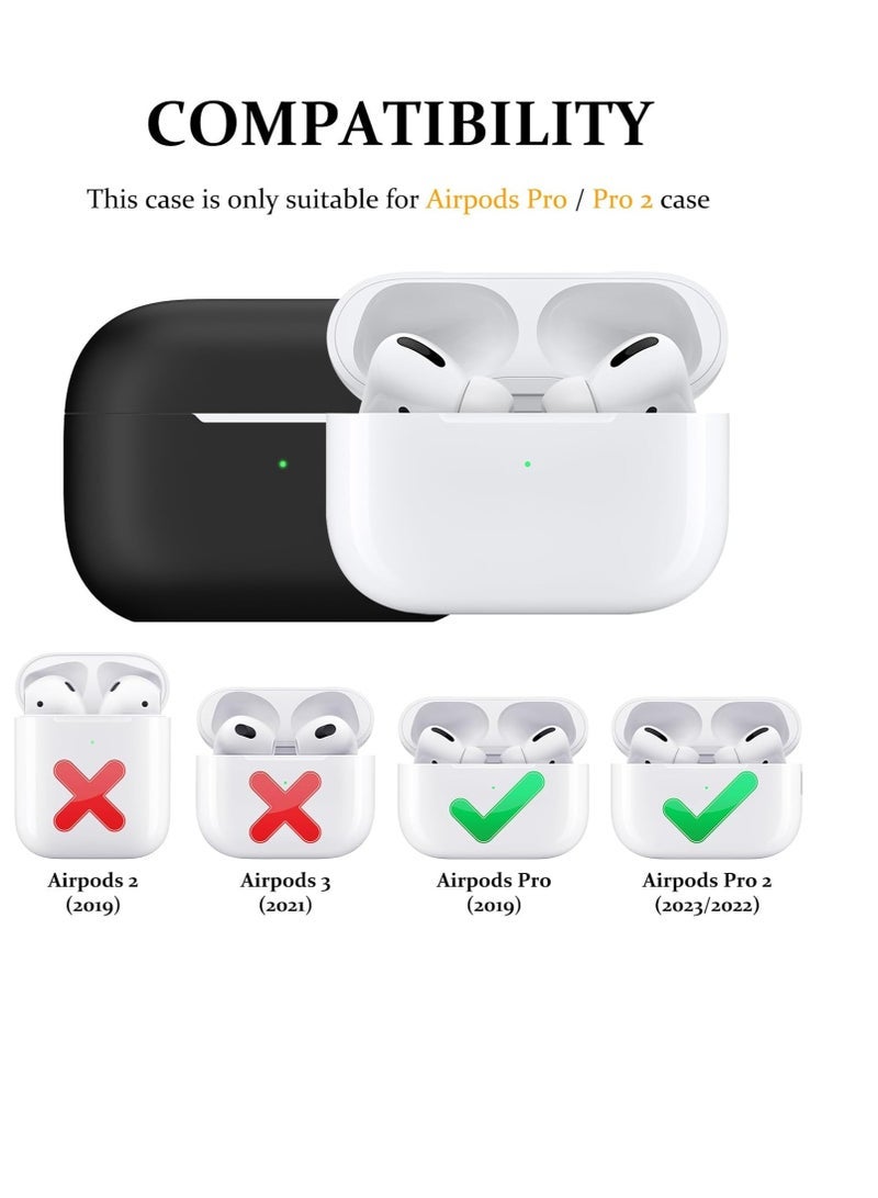 تين تك غطاء حماية سيليكوني مقاوم للصدمات متوافق مع سماعات AirPods Pro 2، غطاء حماية لسماعات AirPods Pro من الجيل الثاني 2022 مع حلقة تعليق (أسود) - Image 4