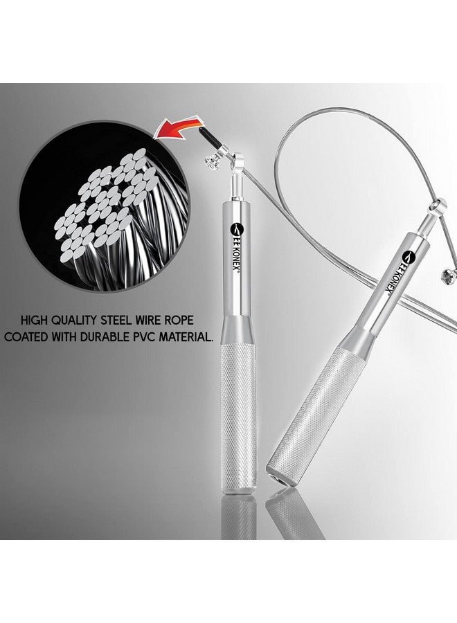 Konex Adjustable Steel Wire with Durable PVC Material Skipping Rope for Men & Women | Jumping Rope for Fitness, Home & Gym Workouts (Silver) - Image 3