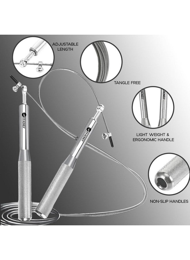 Konex Adjustable Steel Wire with Durable PVC Material Skipping Rope for Men & Women | Jumping Rope for Fitness, Home & Gym Workouts (Silver) - Image 2