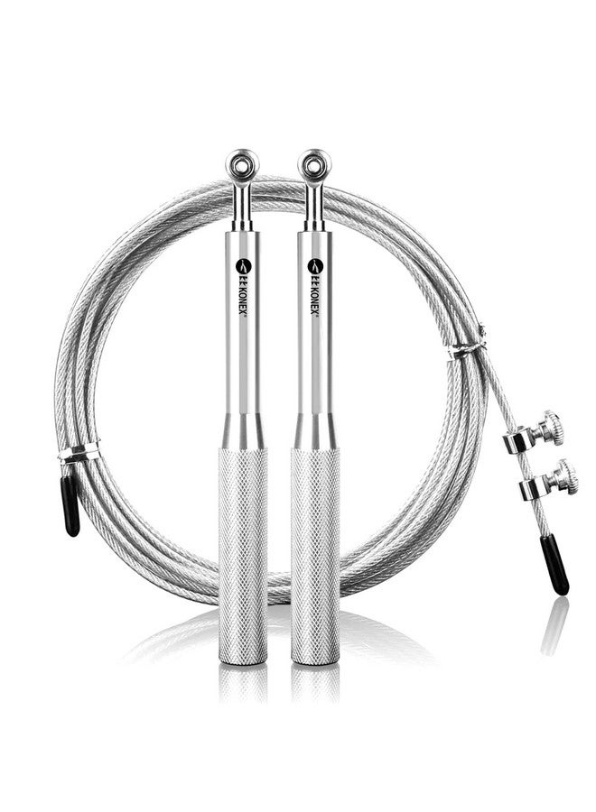 Konex Adjustable Steel Wire with Durable PVC Material Skipping Rope for Men & Women | Jumping Rope for Fitness, Home & Gym Workouts (Silver) - Image 1