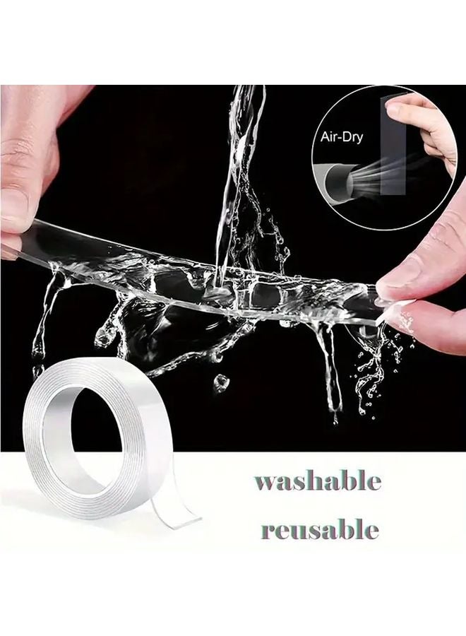 3 Rolls Strong Washable Waterproof Double Sided Tape Removable No Residue Transparent - Image 3