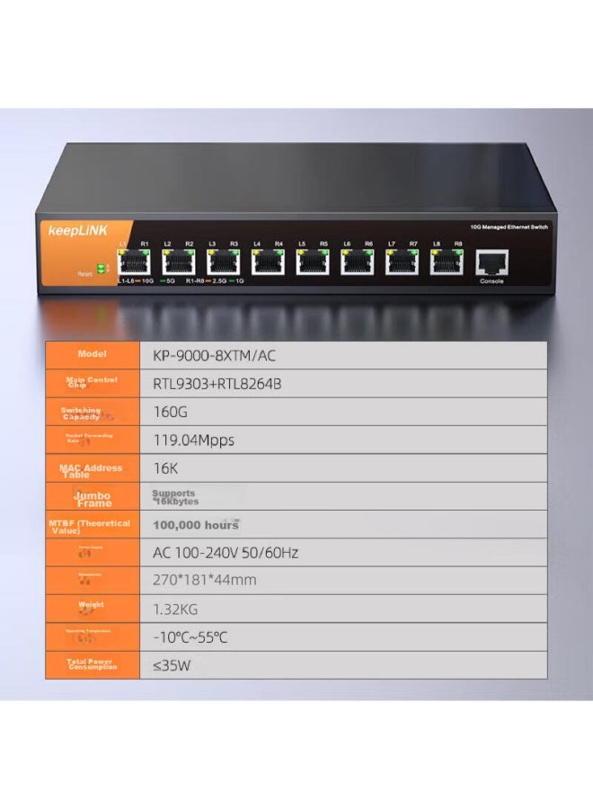 Keeplink 8xtm/ac Three-layer Managed 10 Gigabit Switch With 8 10 Gigabit Ethernet Ports - Image 2