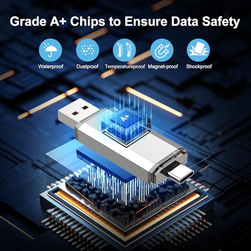 RAOYI 32GB USB C Flash Drive, 2 in 1 USB 3.0 Type C Dual OTG Metal Thumb Drive Jump Drive Memory Stick with Keychain Suitable for USB-C Smartphones, MacBook, Computers and Tablets (Silver) - Image 5