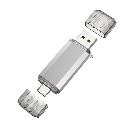 RAOYI 32GB USB C Flash Drive, 2 in 1 USB 3.0 Type C Dual OTG Metal Thumb Drive Jump Drive Memory Stick with Keychain Suitable for USB-C Smartphones, MacBook, Computers and Tablets (Silver) - Image 1
