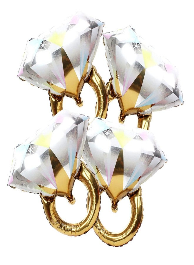 LMGERBUD 4pcs Diamond Engagement Ring Mylar Balloons, Marriage Engagement and Wedding Bridal Shower Party Supplies. - Image 1