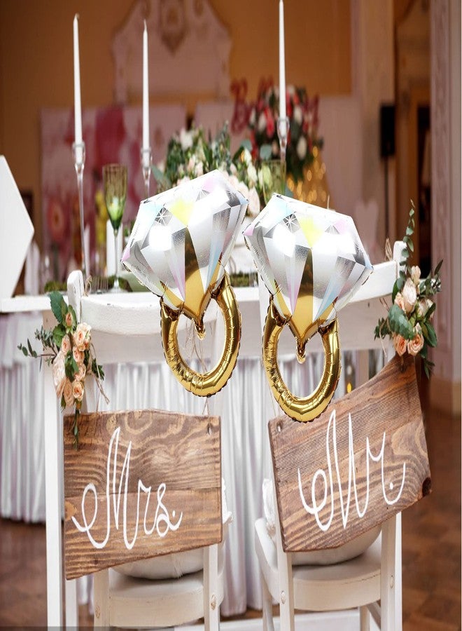 LMGERBUD 4pcs Diamond Engagement Ring Mylar Balloons, Marriage Engagement and Wedding Bridal Shower Party Supplies. - Image 3