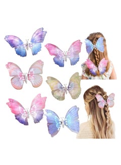 6PCS Large Butterfly Hair Claw Clips for Girls Women, Big Non-Slip Strong Metal Butterfly Hair Clips Sparkly Hair Jaw Clips Hair Claws Big Butterfly Clips Headwear Gifts