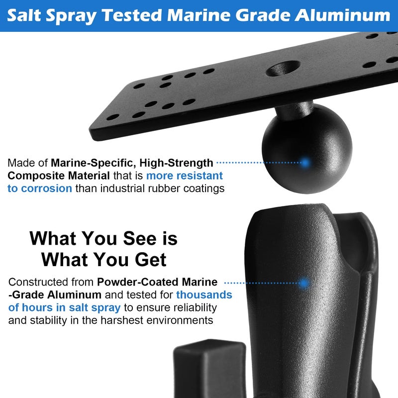 WINDFRD Aluminum Fish Finder Mount with 1.5" / C Size Ball, Medium Arm Marine Electronic/Depth Finder Mount for Boat/Kayak/Fishing, Kayak Accessories, Compatible with Garmin, Lowrance, Humminbird - Image 2