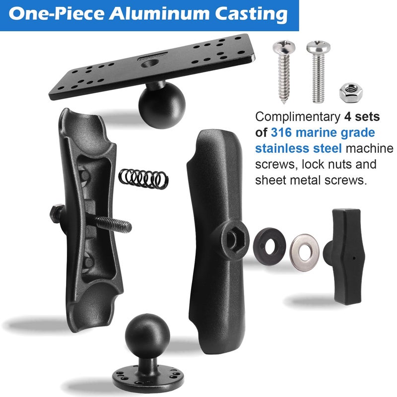 WINDFRD Aluminum Fish Finder Mount with 1.5" / C Size Ball, Medium Arm Marine Electronic/Depth Finder Mount for Boat/Kayak/Fishing, Kayak Accessories, Compatible with Garmin, Lowrance, Humminbird - Image 4
