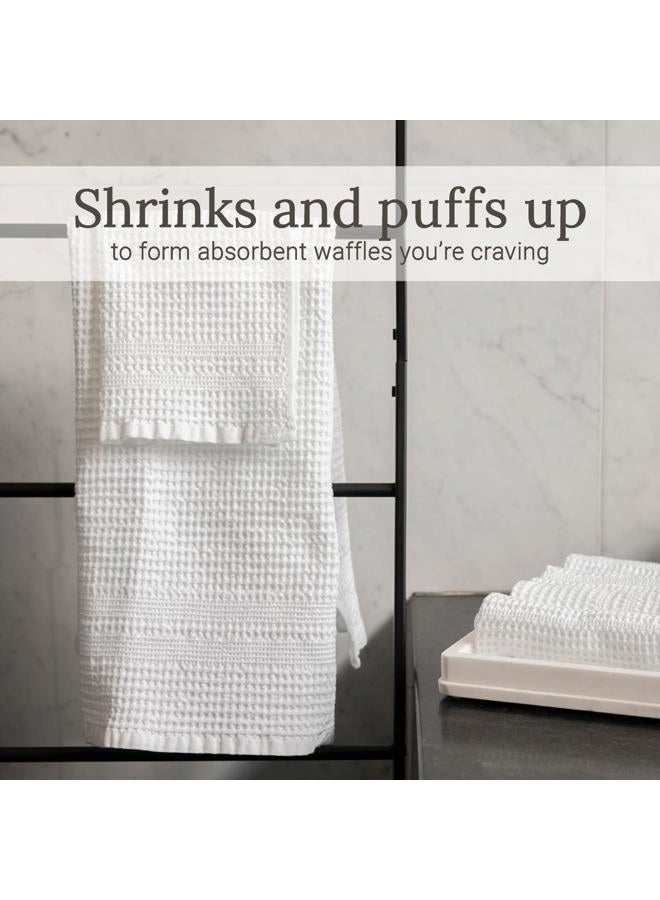 Gilden Tree Waffle Towels Wash Cloths for Showering, Exfoliating Washcloth Face Towels, Quick Dry Towel Cotton Washcloths Set of 4, Classic Style (White) - Image 3