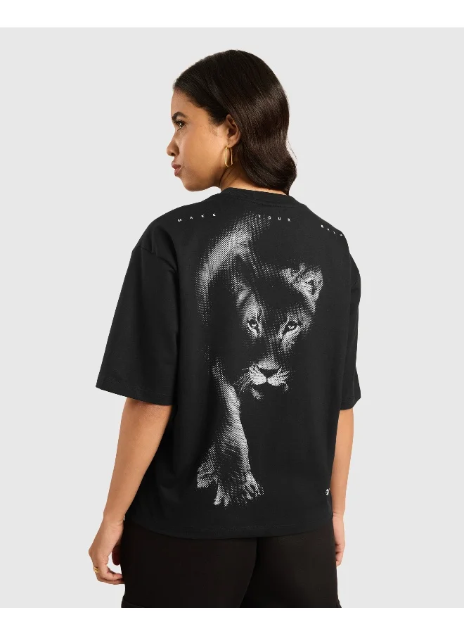 ماسلميند Women's Oversized Drop Shoulder Printed Graphic T-Shirt with Long-Lasting Colour, Super Soft Anti-Pill Shape Retention Fabric Offers Quick Drying Tech, for All Day Comfort