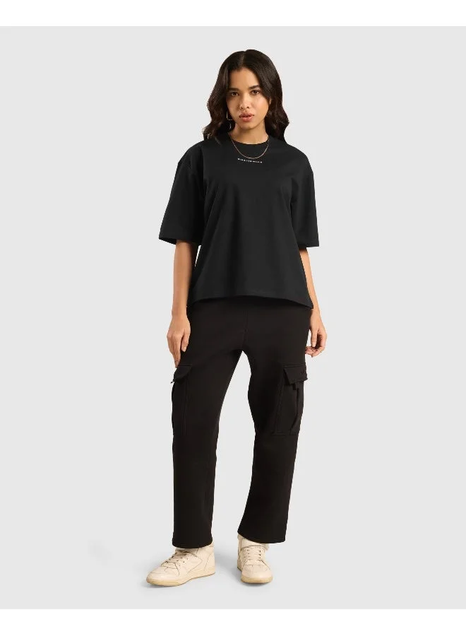 Musclemind black Women's Oversized Drop Shoulder Printed Graphic T-Shirt for Women | Best Price UAE