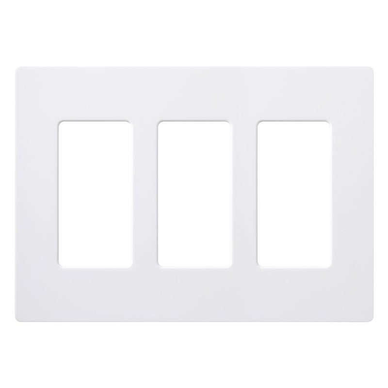 Lutron Claro Light Switch Cover Plate, 3 Gang Wallplate, for Decorator Light Switches, Rocker Light Switch Cover, Outlet Cover, Screwless Switch Plate Cover, Gloss, CW-3-WH, White - Image 1