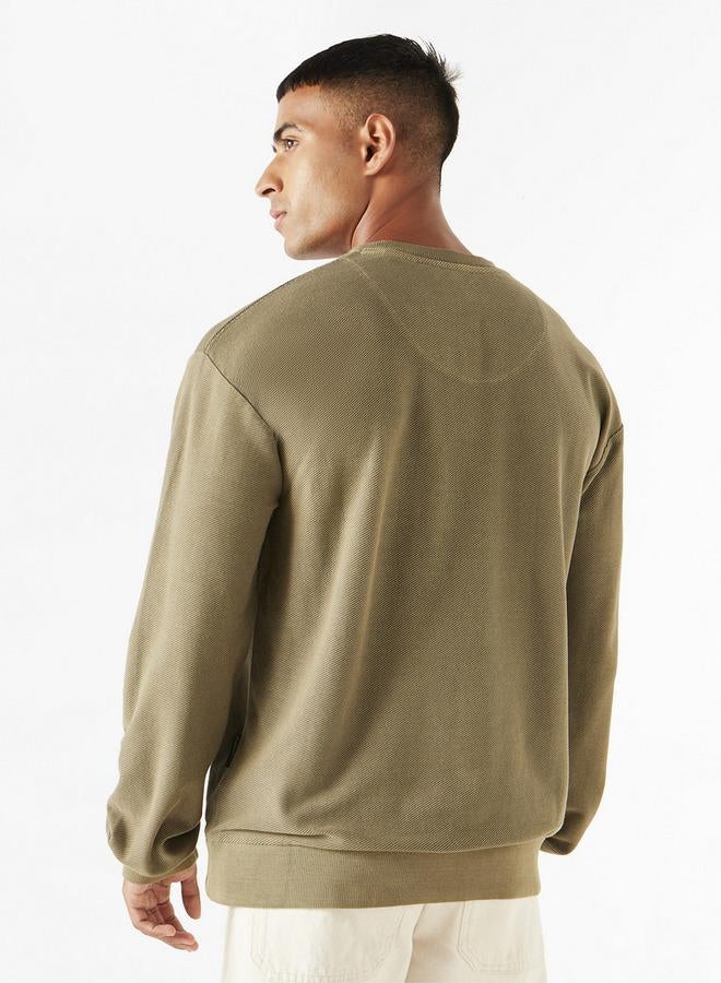 لي كوبر سويت شيرت بارز الملمس بأكمام طويلة وجيب على الصدر من لي كوبر - Image 3