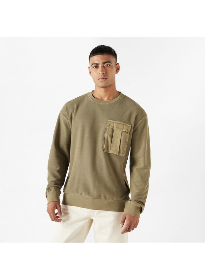 Lee Cooper Lee Cooper Textured Sweatshirt with Chest Pocket and Long Sleeves  - Image 1