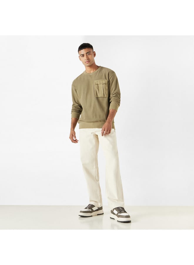 Lee Cooper Lee Cooper Textured Sweatshirt with Chest Pocket and Long Sleeves  - Image 2