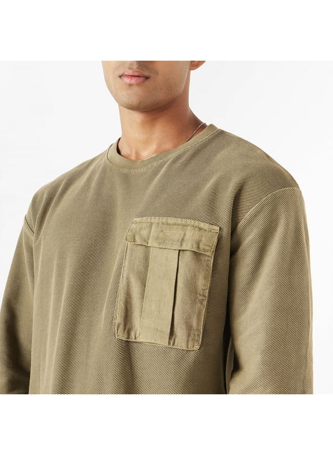 Lee Cooper Lee Cooper Textured Sweatshirt with Chest Pocket and Long Sleeves  - Image 4