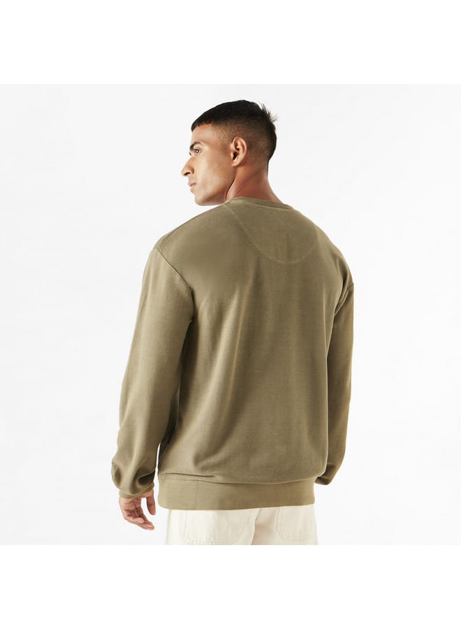 Lee Cooper Lee Cooper Textured Sweatshirt with Chest Pocket and Long Sleeves  - Image 3