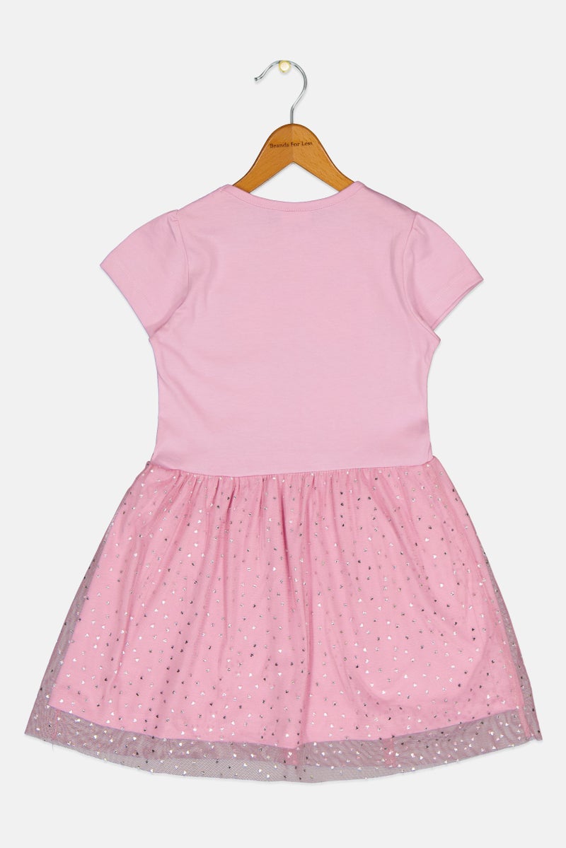 Hello Kitty by Sanrio Toddlers Girl Brand Logo short Sleeve Dress, Pink - Image 3